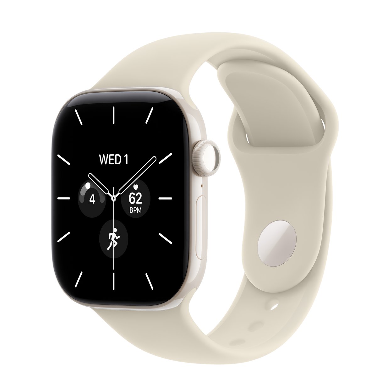 APPLE WATCH SERIES 12 GPS + CELLULAR 42MM PEARL WHITE CERAMIC CASE WITH SAND SPORT BAND - M/L