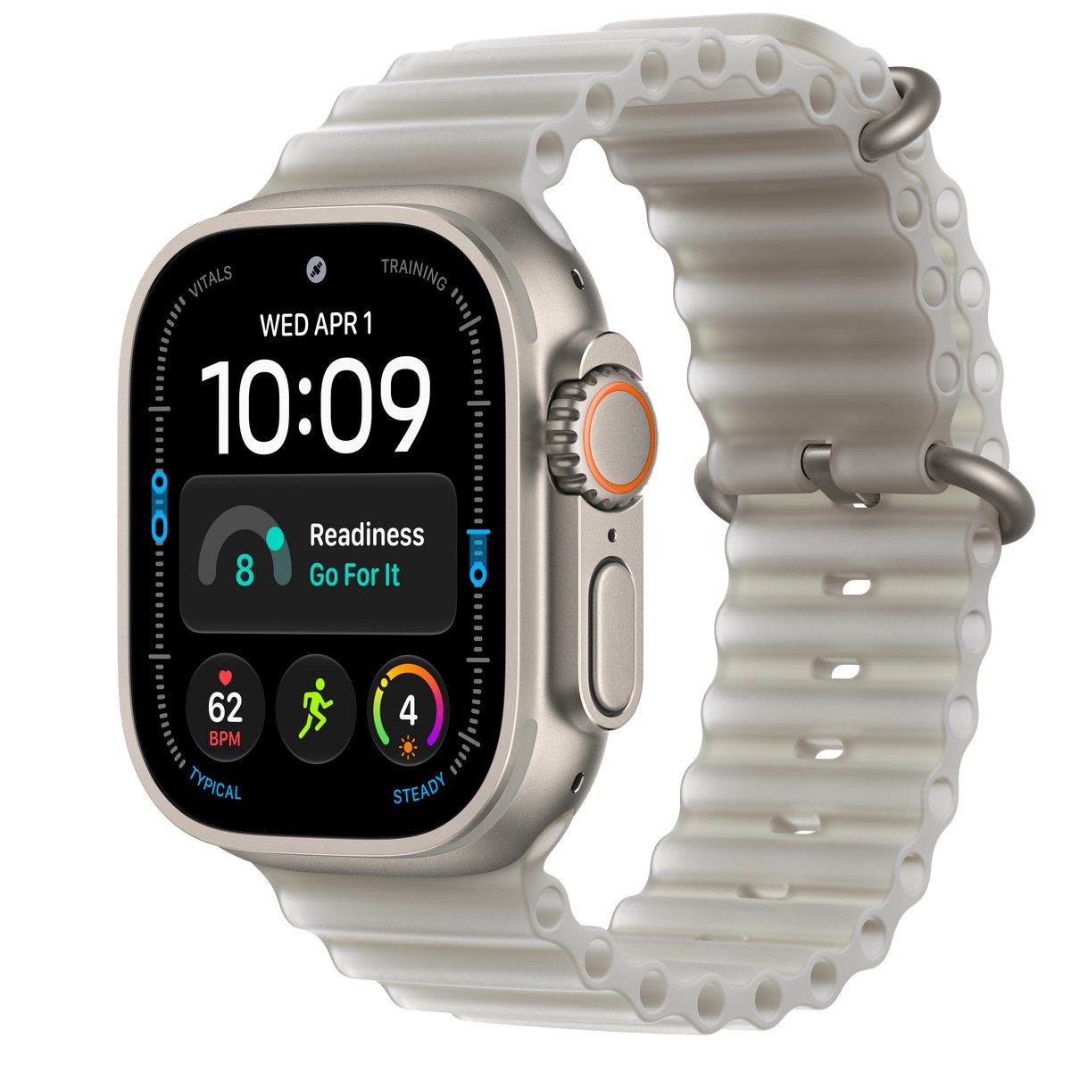 APPLE WATCH ULTRA 4 GPS + CELLULAR 49MM NATURAL TITANIUM CASE WITH TRANSLUCENT GREY OCEAN BAND