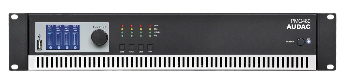 Audac WaveDynamics™ quad-channel 70/100V power amplifier