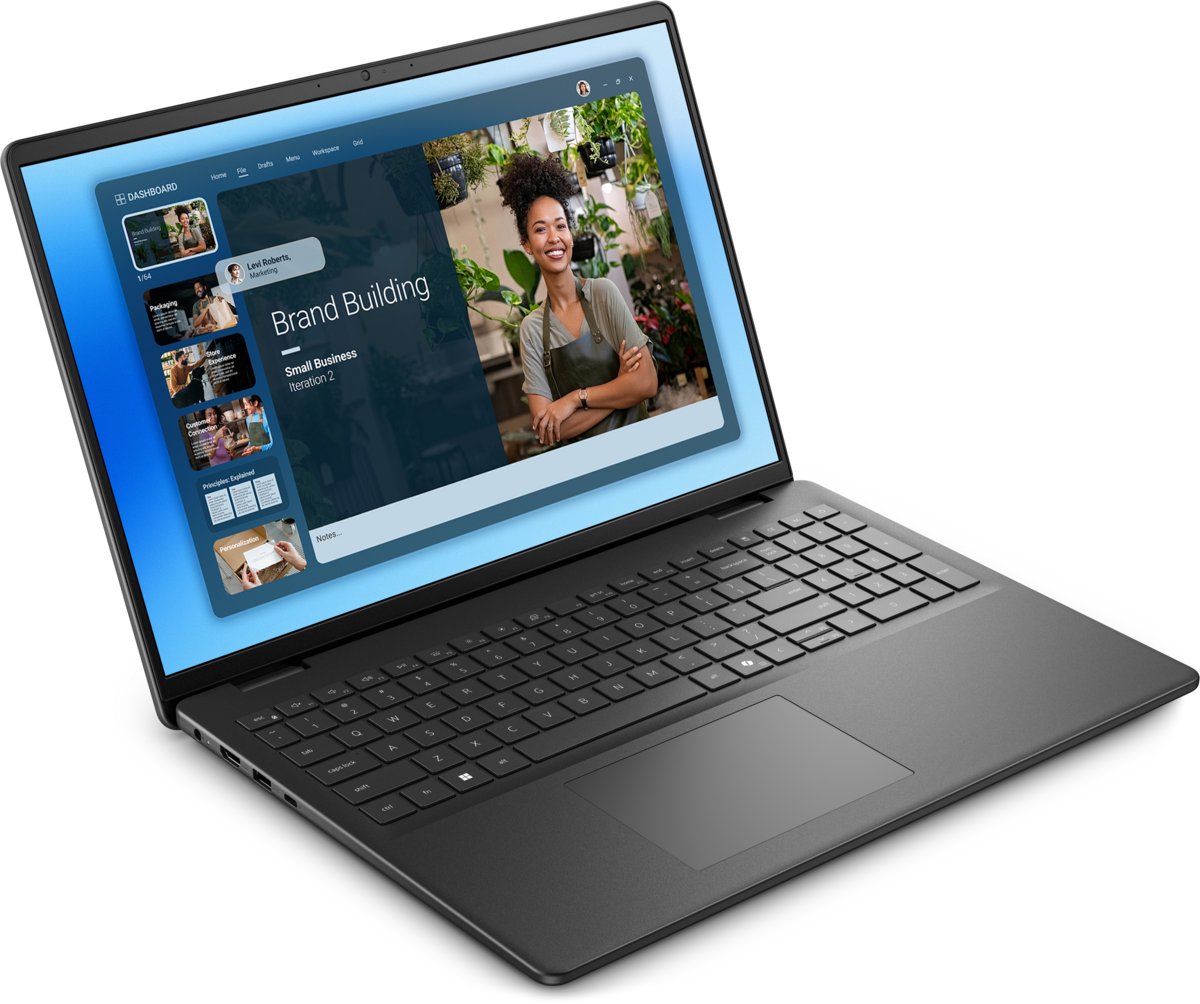 Dell 16 DC16250, Carbon Black, 16.0-inch 16:10 FHD+ (1920x1200) Anti-Glare Non-Touch 300nits WVA/IPS Display with ComfortView, Intel® Core™ 7 150U (10 cores, up to 5.4 GHz), 16GB, 2x8GB, DDR5, 5200 MT/s, up to 32GB, x2 SO-DIMM Slots, 1TB M.2 PCIe NVM