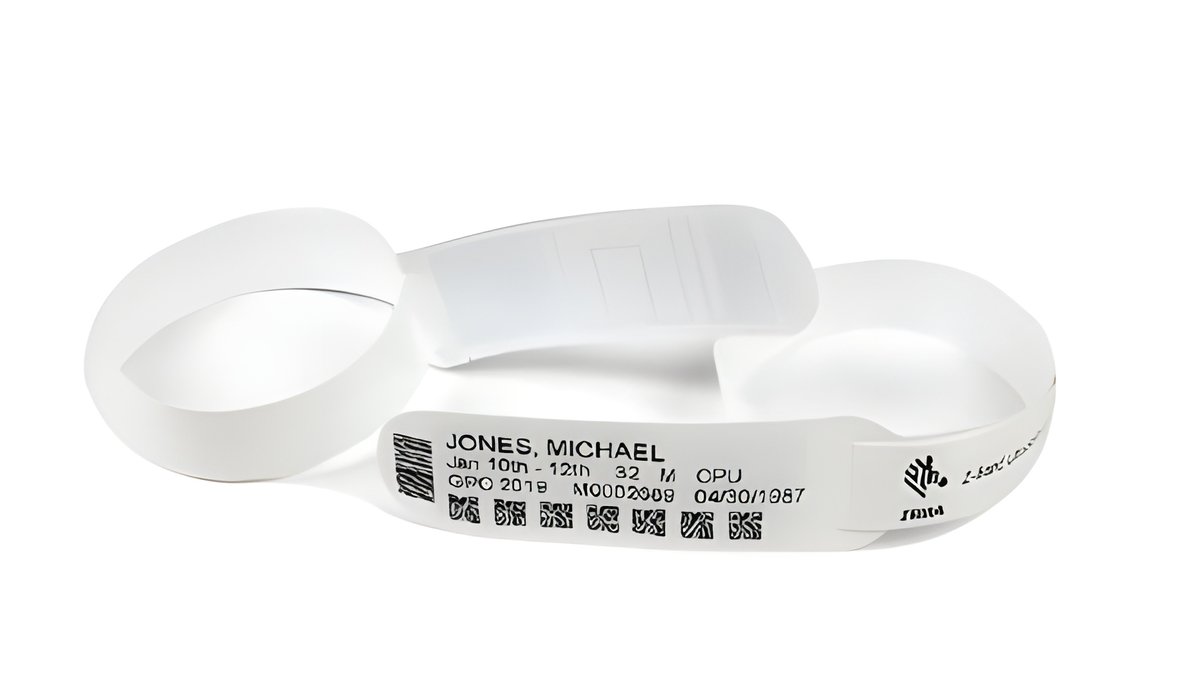 Zebra Wristband; Polypropylene; 30x362mm; Direct Thermal; Z-BAND ULTRASOFT ; Coated; 25mm Core; RFID; 178/ROLL; 3/BOX