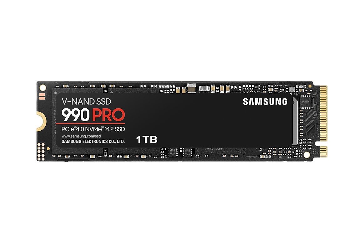 Samsung SSD SAMSUNG MZ-V9P1T0BW 990 PRO 1 TB NVMe SSD - Read Speed up to 7450 MB/s; Write Speed to up 6900 MB/s; Random Read up to 1200000 I