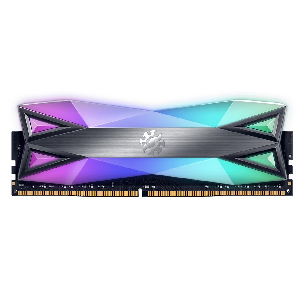 Adata AX4U320016G16A-ST60 RGB D60g - dual RGB light strip with more RGB lighting per mm2 ( 60% of the module's surface area ) , tungsten heatsink with aluminum armor ( 133.35x45.93x.8.4mm ) , 10-layer PCB , 16Gb - support Intel XMP ( eXtreme Memory Profiles ) , Ddr4-3200 ( pc4-25600) , CL16 , 1.35v - 288pin - lifetime warranty