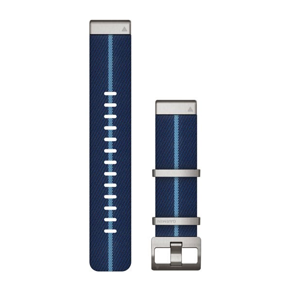 Garmin QuickFit® 22 Watch Straps, Striped Jacquard-weave Nylon Strap, Indigo (MARQ II)