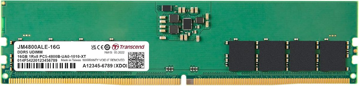 TRANSCEND JET MEMORY 16 GB DDR5-4800 DIMM 1RX8 CL40 (2Gx8)x8