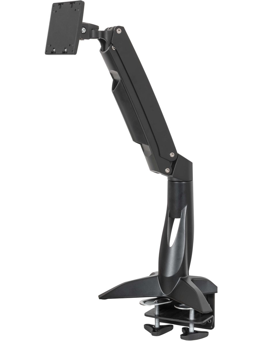 Aavara GS110C free style gaming display stand - flip mount for 1x display - grommet+clamp base , with 1 arm / 2 joints - 40 ( +20~-20 ) tilt angle adjustable , 95 ( +60~-35 ) tilt arm adjustment , 180 ( +90~-90 ) swivel angle adjustable , 360 rotation pivot for landscape or portrait , height adjustable , with ExperTorque technology , smart cable management , aluminum alloy/Steel , VESA mounting : 100x100 / 75x75mm , support up to 49"/19Kg