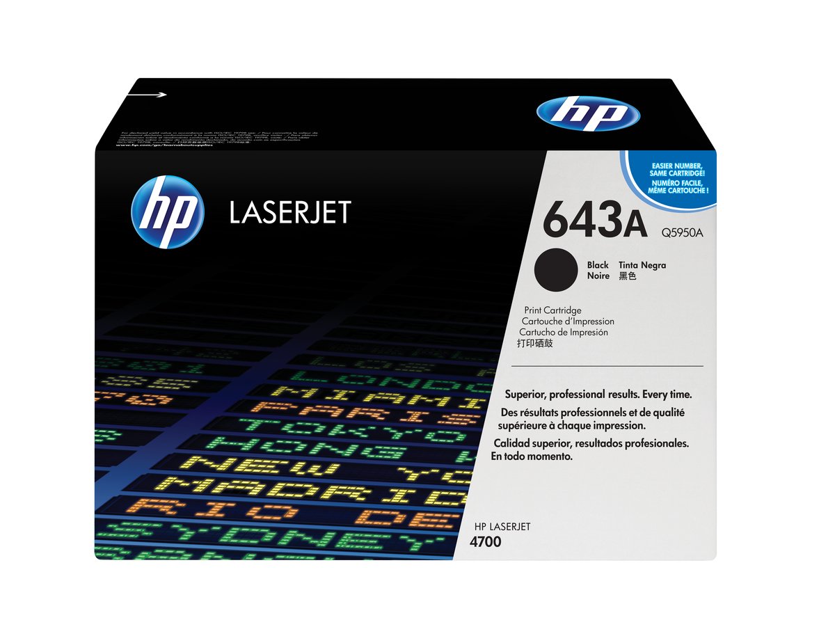 HP Q5950A no.643a Black toner , 11000pages - for HP color laserjet 4700 series