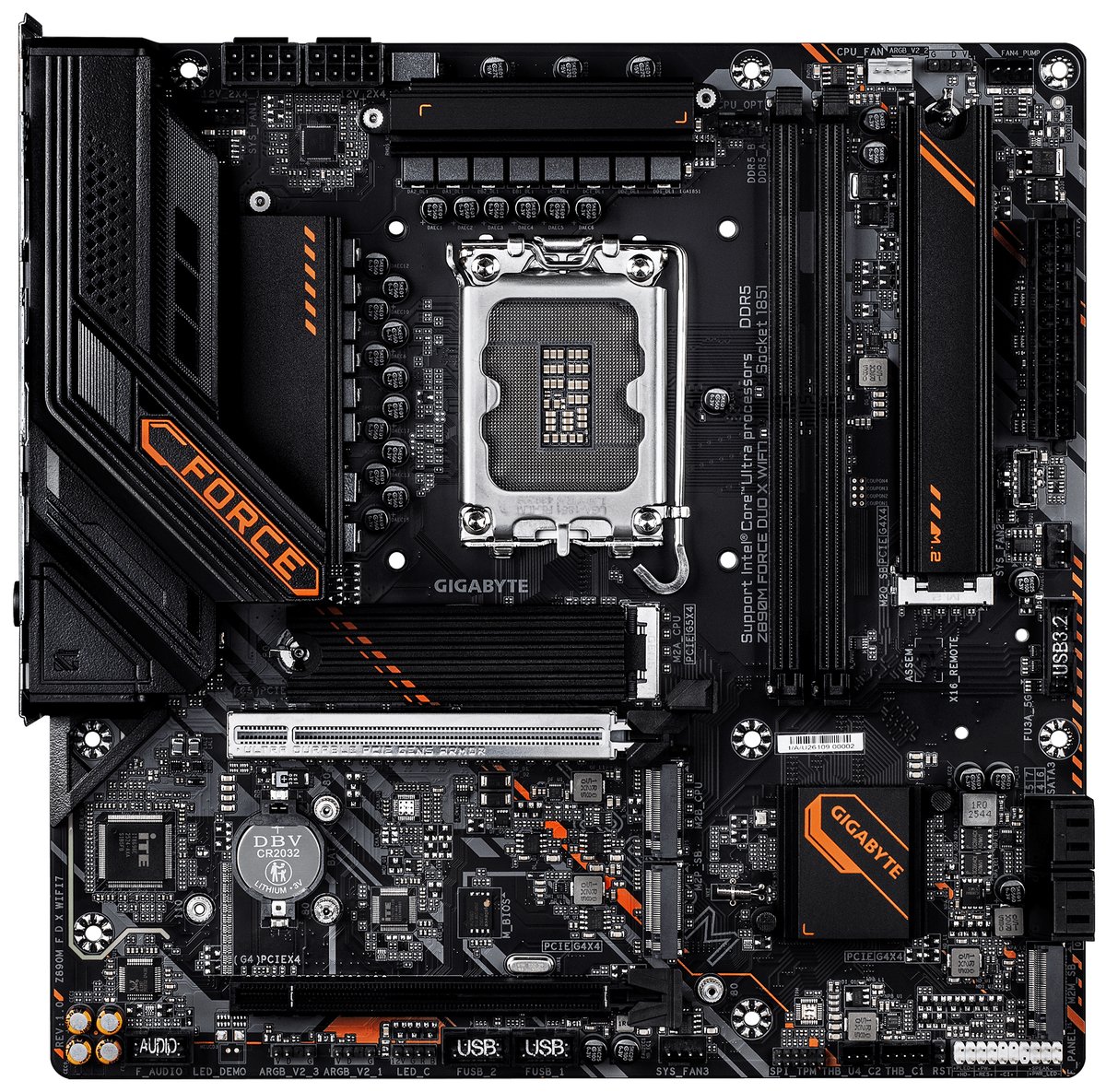 Gigabyte Z890M Force Duo X WiFi - 2x DDR5, 5x M.2, LGA1851, mATX
