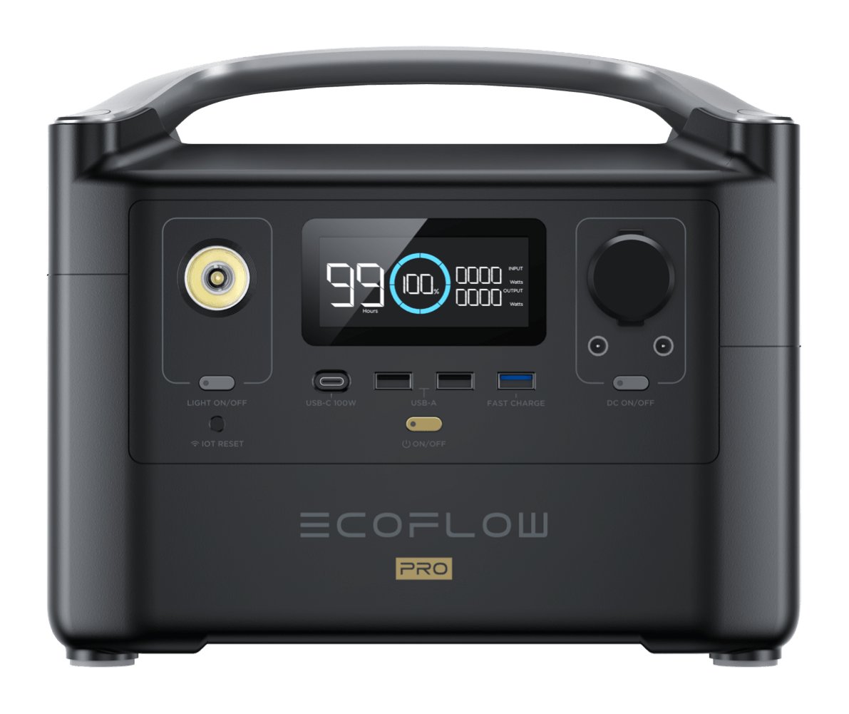 ECOFLOW RIVER PRO Portable Power Station - 720Wh Battery - 600W output; 200W Solar charger. SA Socket