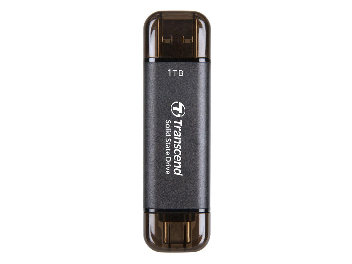 TRANSCEND 1 TB ESD310C USB3.2 TYPE A & C (USB 10Gbps) OTG COMPACT PORTABLE SSD - Read 1050MB/s Write 950 MB/s - Black