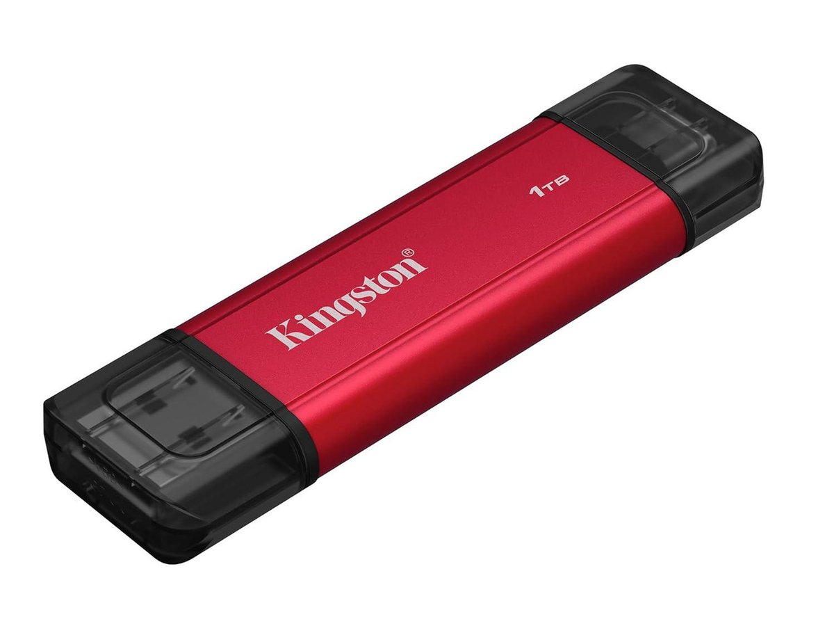 Kingston SPSD/1TB 1000Gb Dual Portable Solid-State Drive , external TLC SSD , USB3 Gen2 ( 10Gbps ) , 3D TLC , read/write upto 1050/950MB/s , with transmission status LED , 72x21x9mm flash drive mini size - type-C + type-A Dual interface , 5 years warranty