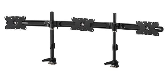 Aavara DS310i Tripple flip mount 3x lcd - grommet base ( support extra DS360 tripple flip mount extended pole as 6x LCD stand ) - 1 center fixed + 2 independent swing arms , horizontal & vertical shift , +/- 15 swivelable , 25 tilt + 90 rotation pivot for landscape or portrait , height adjustable , with ExperTorque technology , smart cable management , VESA mounting : 200x100 / 100x100 / 75x75mm , support up to 3 x 32"/8Kg