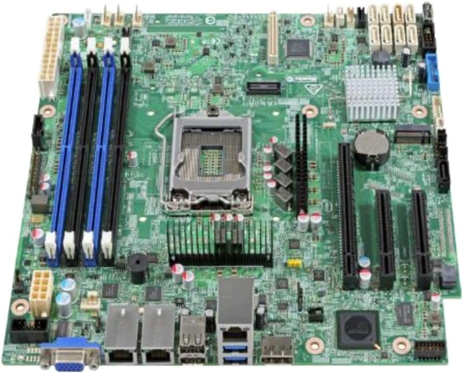 Intel S1200SPLR Silver Pass LGA1151 mb ; support LGA1151 sKylake series + Xeon E3-1200V5/V6 series ; intel C236 Express chipset , 4x dual channel DDR4-2133 ( must be ECC memory ) , 8x SATA6G with raid 0/1//0+1/5/10 with RST support +32Gb/sec M.2x4/NGFF type2242 , on-board VGA with DisplayPort + d-sub out ( require CPU with built-in graphics ) + dual intel gigabit lan + 1x Dedicated 1GbE server management port ; 1x pci-e(16x) , 2x pci-e(8x) + 1xpci-e(4x) for an Intel Integrated RAID Module , 2x USB3.0 + 2x USB2.0 , support optional serial port add-on cable , support TPM module + RMM4 module - mATX