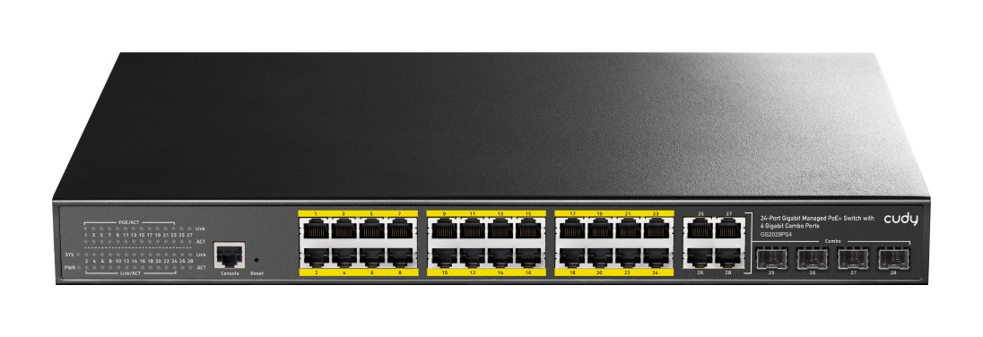 CUDY GS2028PS4 28-PORT (24X POE / 4X GBE/SFP COMBO) GIGABIT L2 300W POE+ MANAGED SWITCH