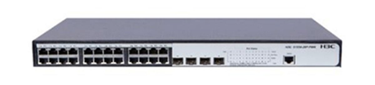 H3C SWITCH - 28-PORT GIGABIT POE - 24X 10/100/1000BASE-T, 4X 100/1000 BASE-X SFP - 190W