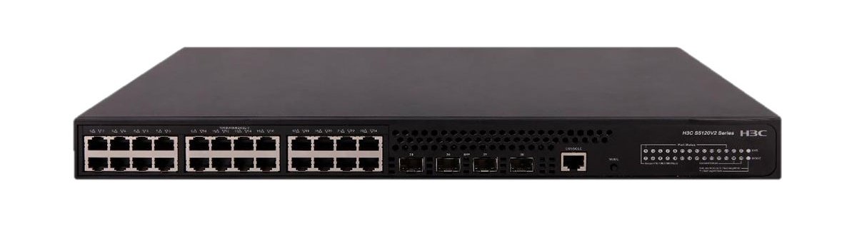 H3C SWITCH - 28-PORT LAYER 2 GIGABIT POE+ - 24X 10/100/1000BASE-T, 4X 100/1000 BASE-X SFP - 170W POE