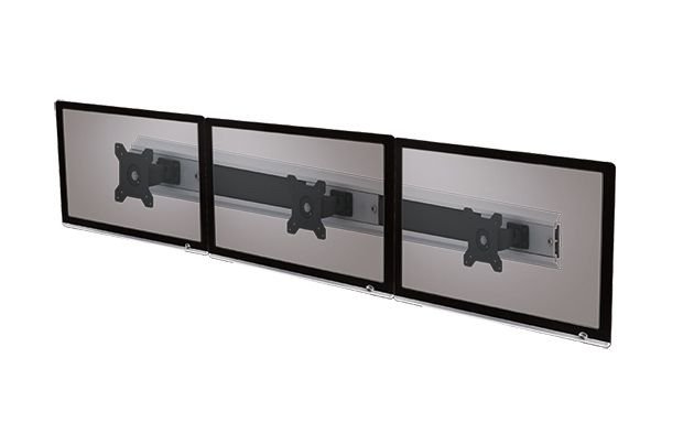 Aavara VC831 wall-mount column rail system for 3x display ( vertical or horizontal , position adjustable ) - aluminum alloy , 1 jointed pivot points , +/-20 tilt , +/-20 swivel , automatic safety lock , with ExperTorque technology , with smart cable management , vesa wall-mount: 75x75/100x100mm ; dim : 1287x115x111mm , profile from wall: 110mm ;support up to 3x 24"/12Kg ( per display )