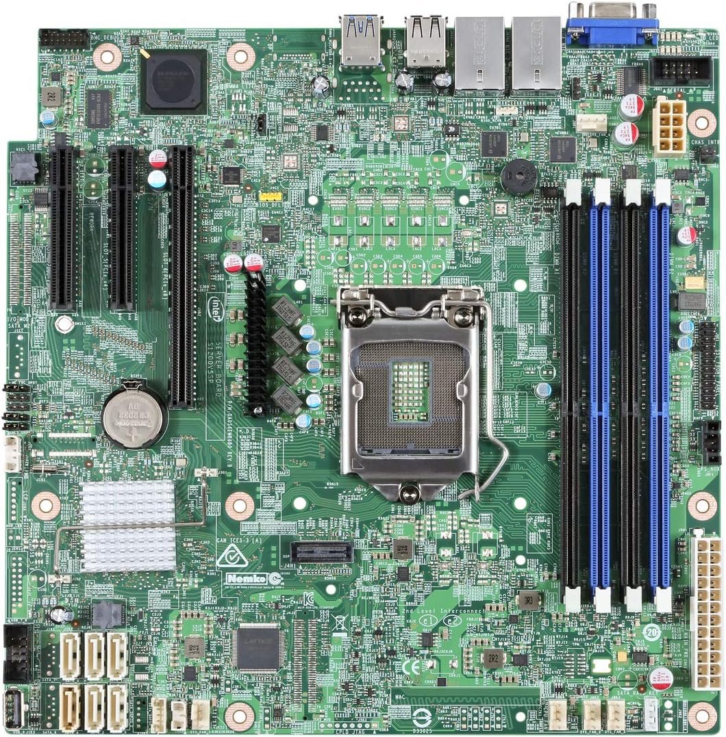 Intel S1200SPSR Silver Pass LGA1151 mb ; support LGA1151 sKylake series + Xeon E3-1200V5/V6 series ; intel C232 Express chipset , 4x dual channel DDR4-2133 ( must be ECC memory ) , 6x SATA6G with raid 0/1//0+1/5/10 with RST support , on-board VGA with d-sub out ( require CPU with built-in graphics ) + dual intel gigabit lan ; 1x pci-e(16x) , 2x pci-e(8x) , 2x USB3.0 + 2x USB2.0 , support optional serial port add-on cable - mATX