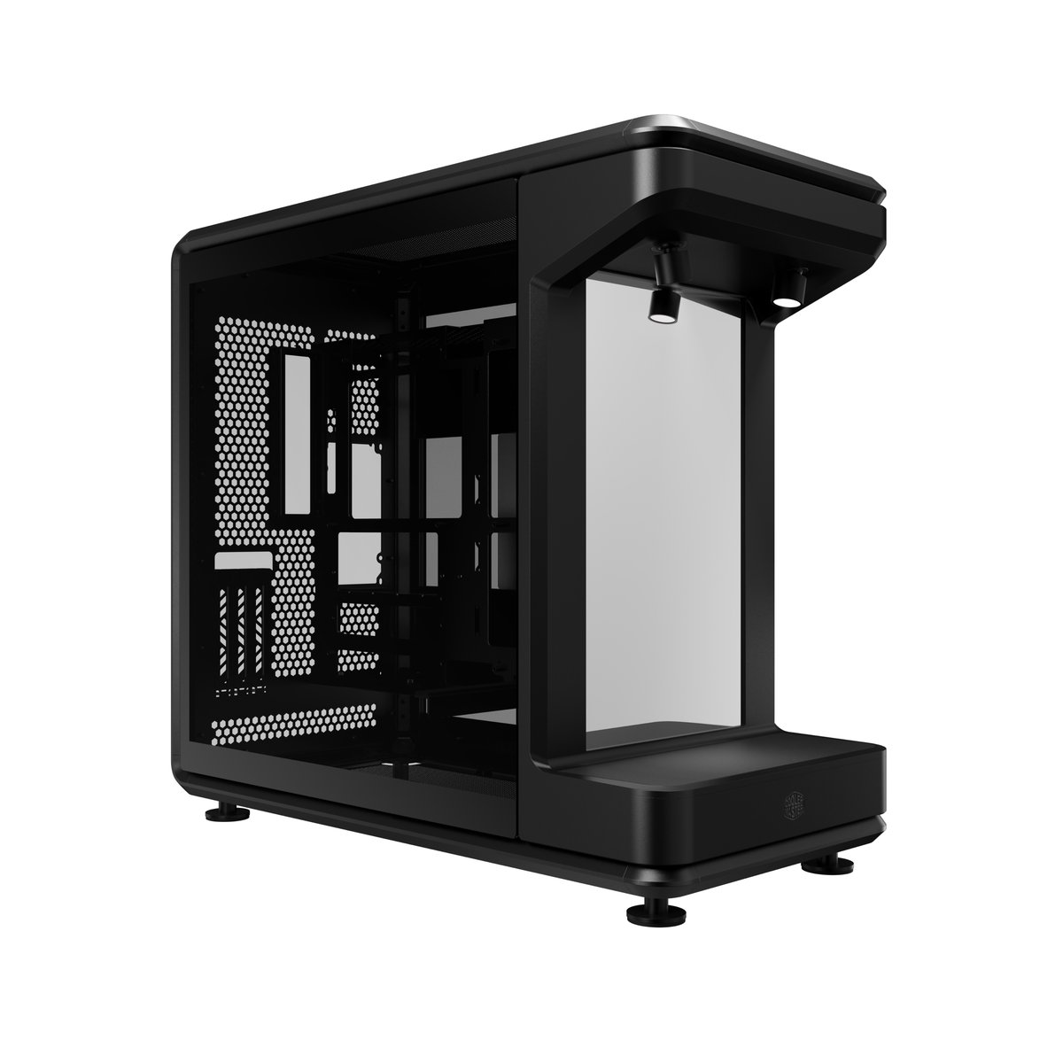 Cooler Master MasterFrame 360 Stage Mirror ATX Case Open Display Design with 360° mirrored view, Tempered Glass Side Panel and Vertical GPU Ready – Black Colour