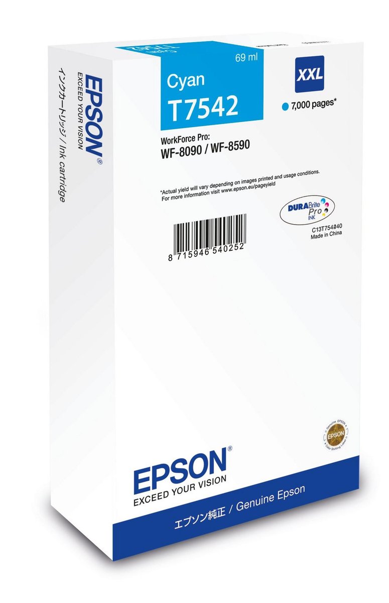 Epson Ink Cartridges Cyan 69ml XXL WF-8090 / WF-8590 7000 pages