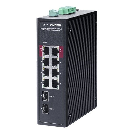 VIVOTEK Industrial 2xGbE bt 90W + 6xGbE at 30W + 2xGbE SFP Lite Managed Switch