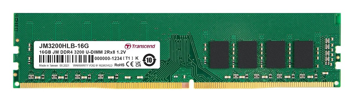 Transcend Jet Memory 16GB DDR4-3200 Desktop U-DIMM 2RX8 CL22