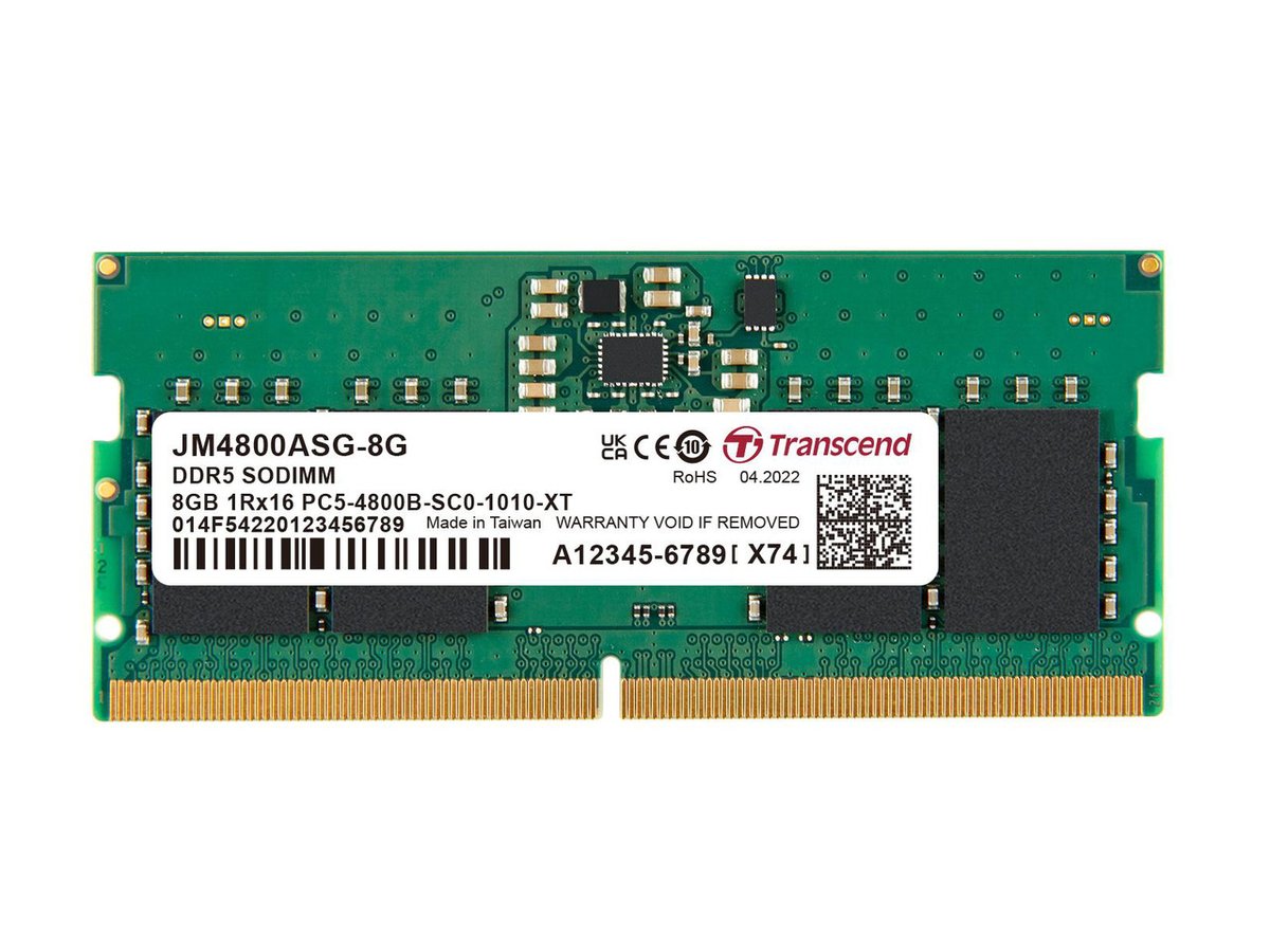 TRANSCEND JET MEMORY 8GB DDR5-4800 SO-DIMM 2RX8 CL40 (1Gx16)x4