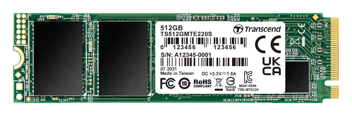 TRANSCEND 512GB MTE220S PCI-E GEN 3x4 NVMe M.2 2280 SSD 3D TLC with DRAM cache - 3500 MB/s Read 2500 MB/s Write -1100TBW