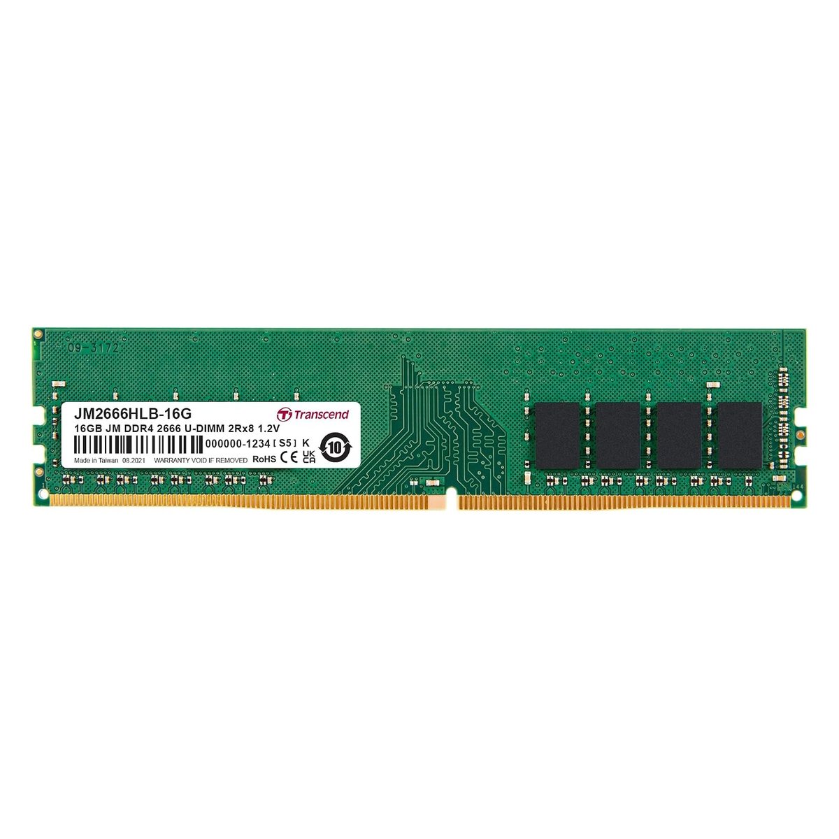 Transcend 16GB Jet Memory DDR4 2666MHz Desktop U-DIMM 2RX8 1GX8 CL19
