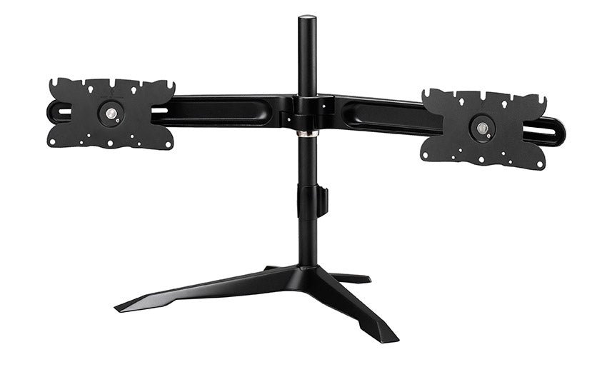 Aavara DS210 dual flip mount 2x lcd stand - 2 independent swing arms , horizontal & vertical shift +/- 15 swivelable +/- 15 tilt + 90 rotation pivot for landscape or portrait , height adjustable , with ExperTorque technology , smart cable management , VESA mounting : 200x100 / 100x100 / 75x75mm , support up to 2 x 32"/8Kg