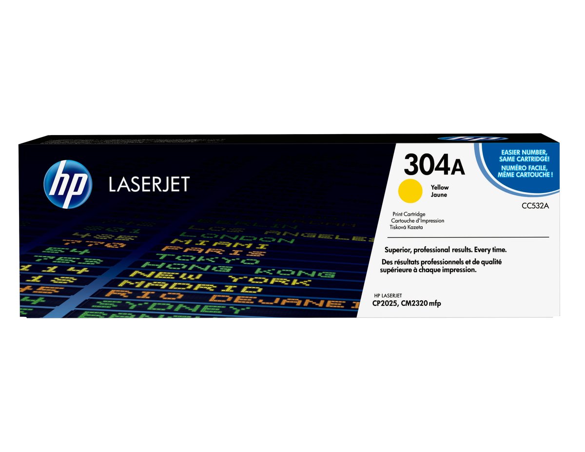 HP CC532A no.304a Yellow toner , 2800pages - for HP color laserjet CM2320 series , CP2025 series