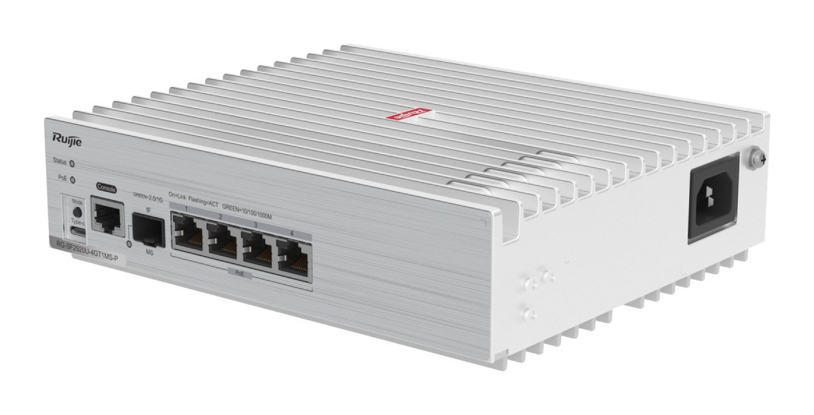 RUIJIE RG-SF2920U-4GT1MS-P 4-PORT GE ALL-OPTICAL POE SWITCH, 1 X 2.5G UPLINK OPTICAL PORT