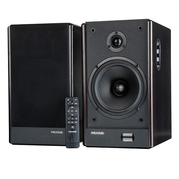 Microlab SOLO 26 130Watt R.M.S. 2.0CH Multimedia Bookshelf Speaker System With Exquisite Dark Wooden Finishing And Built With Bluetooth, 2RCA, Optical And Coaxials Inputs - Black/Brown Colour