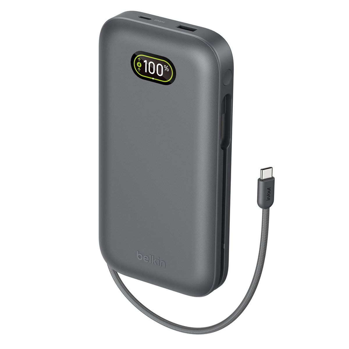 Belkin - UltraCharge Pro Power Bank 27 000 mAh with Integrated USB-C Cable 240 Watt - Charcoal