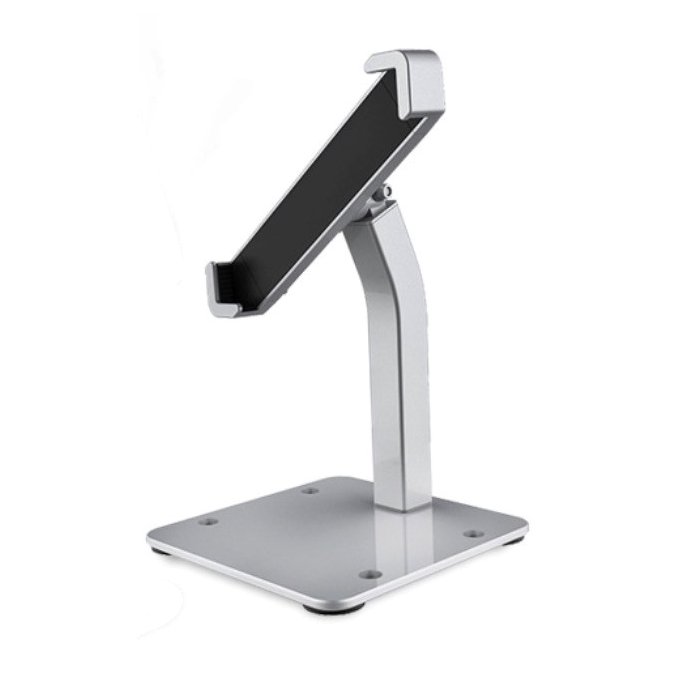Tuff-Luv - Secure Anti-Theft Lockable Tablet/Phone Desk Stand for Tablets Fits Tablets 7" - 11" - Silver