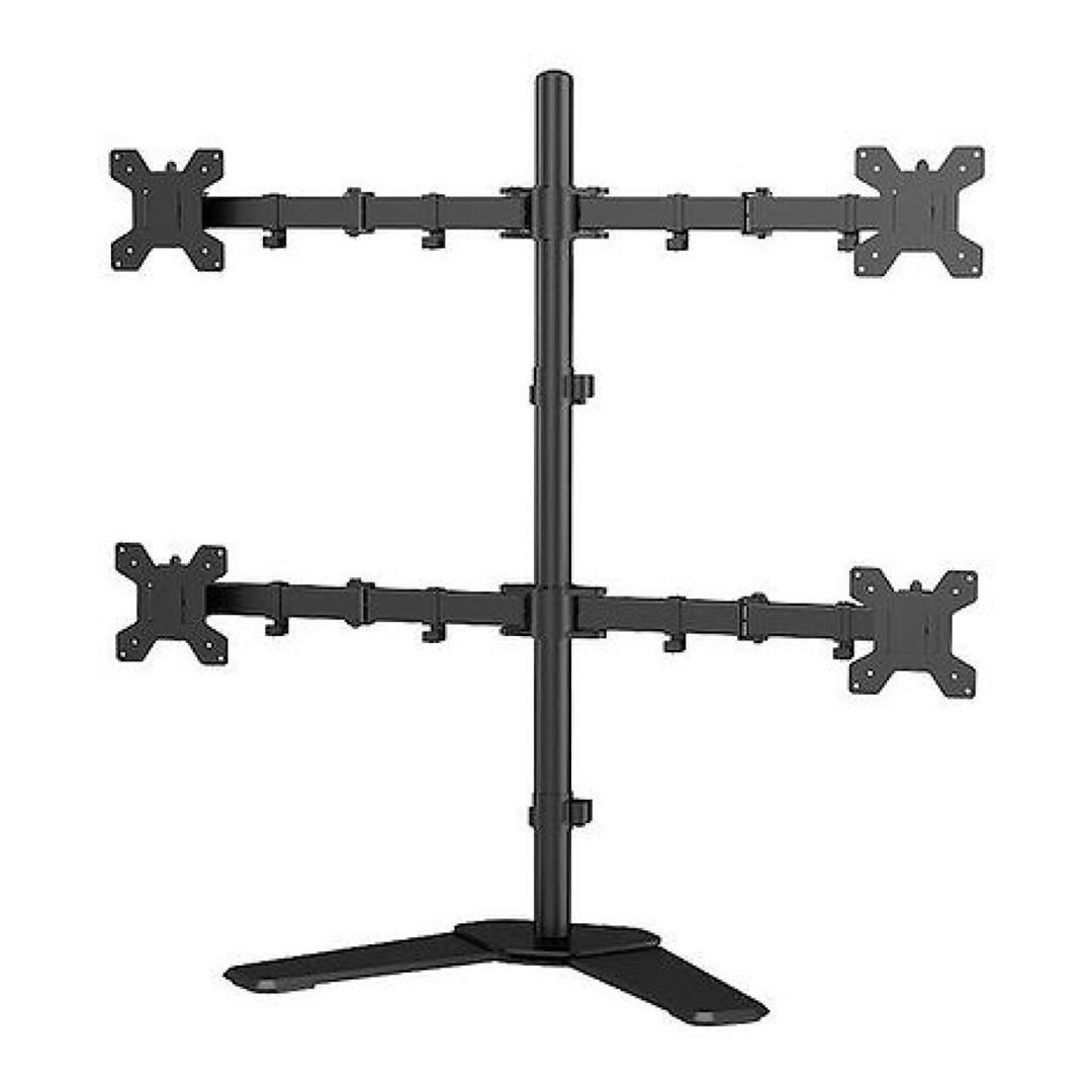 Tuff-Luv - Quad - 4 Screen LCD Screen Support Monitor Provides stable support for 4 x Monitors up to 32" - Aluminium Stand - Black