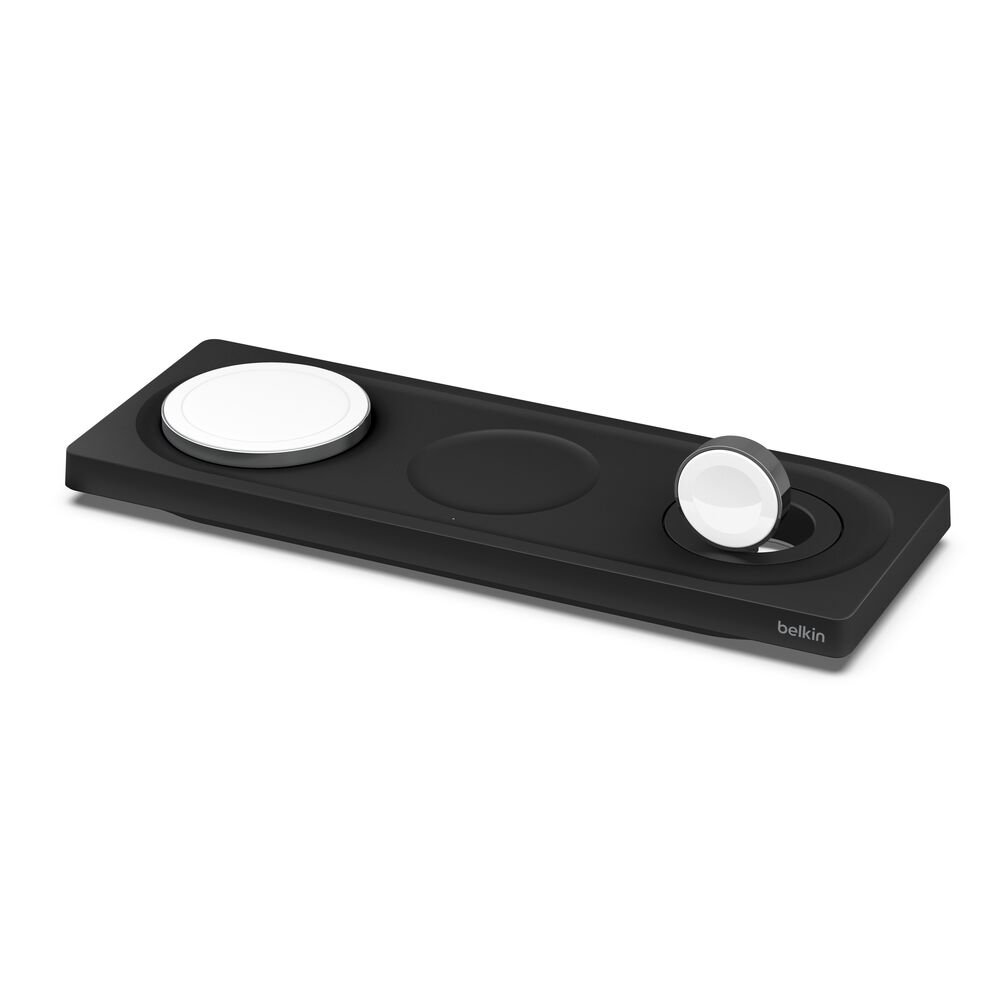 Belkin - BoostCharge 3-in-1 Wireless Charging Pad with 15 Watt MagSafe for Apple iPhone 17/16/15/14/13/12, Apple Watch and AirPods - Black