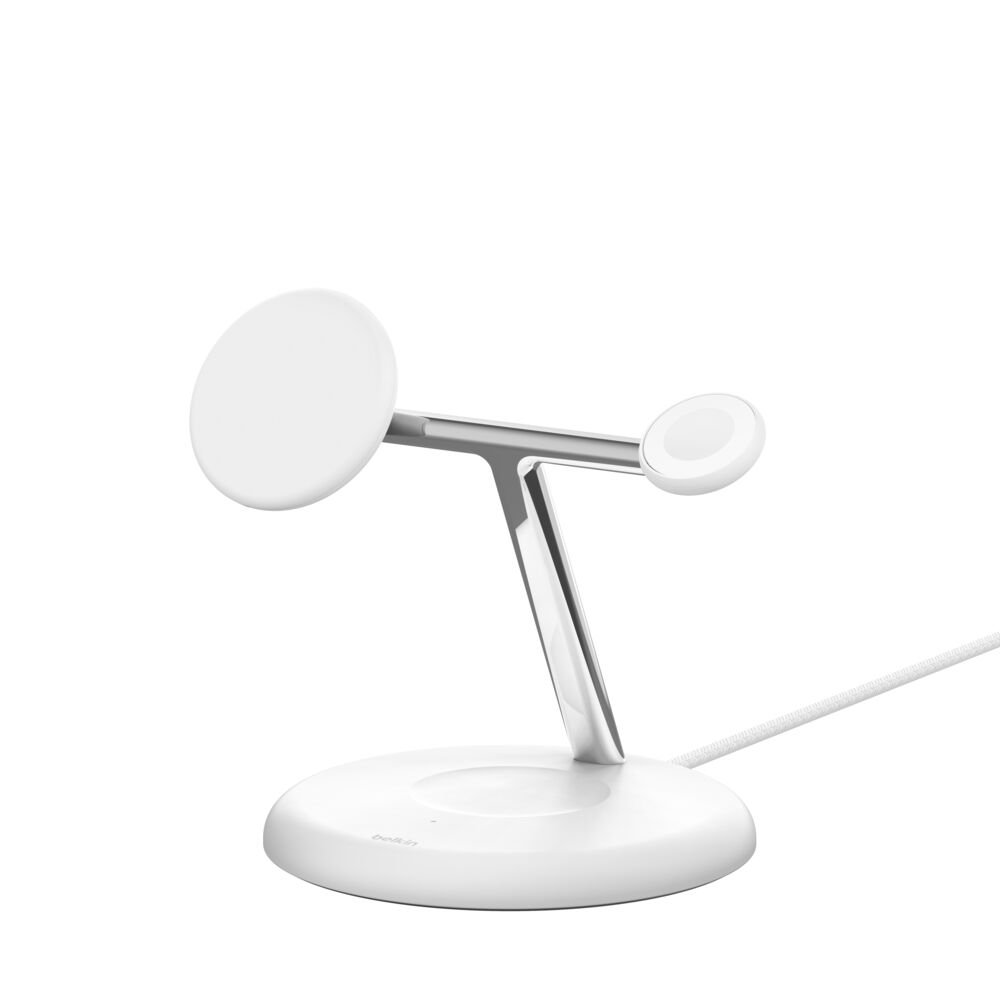 Belkin - BoostCharge Pro 3-in-1 Magnetic Charging Stand with Qi2 Fast Wireless Charging 15 Watt - White