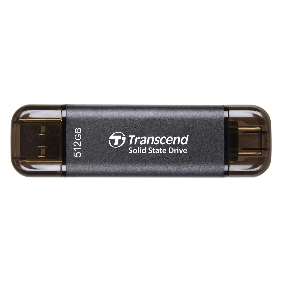 TRANSCEND 512 GB ESD310C USB3.2 TYPE A & C (USB 10Gbps) OTG COMPACT PORTABLE SSD - Read 1050MB/s Write 950 MB/s - Black