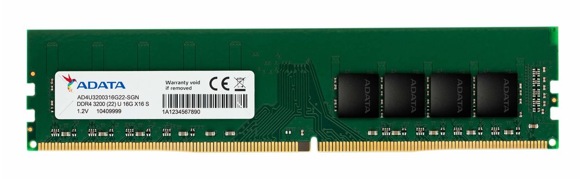 Adata AD4U3200716G22 / AD4U320016G22 / GD4U3200316G Value 16Gb , Ddr4-3200 (pc4-25600) , CL22 - 288pin , 17Gb/sec memory bandwidth , 8-layer PCB , 1.2V - lifetime warranty - Retail pack
