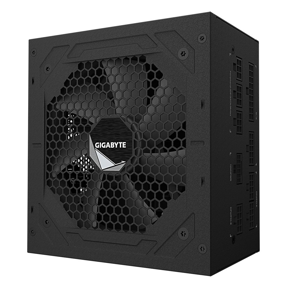 Gigabyte GP-UD1000GM PG5 1000w 80plus Gold Modular Pci-e Gen 5 - 9x full Modular cable management ( all detachable + flat cable system ) , Intel ATX 12V v3.1 - 24pin ( 4pin detachable ) , 2x EPS12V , 1x 16pin PCI-E Gen5.1 Power , 4x 8pin (2+6) PCI-E power , 8x SATA + 3x 4pin molex , flat all black cable design , 120mm HYB fan ( HYdraulic Bearing ) - with OCP / OVP / UVP / OPP / SCP / OTP protections , with 100% Japanese Capacitors , 10 years warranty - no power cord