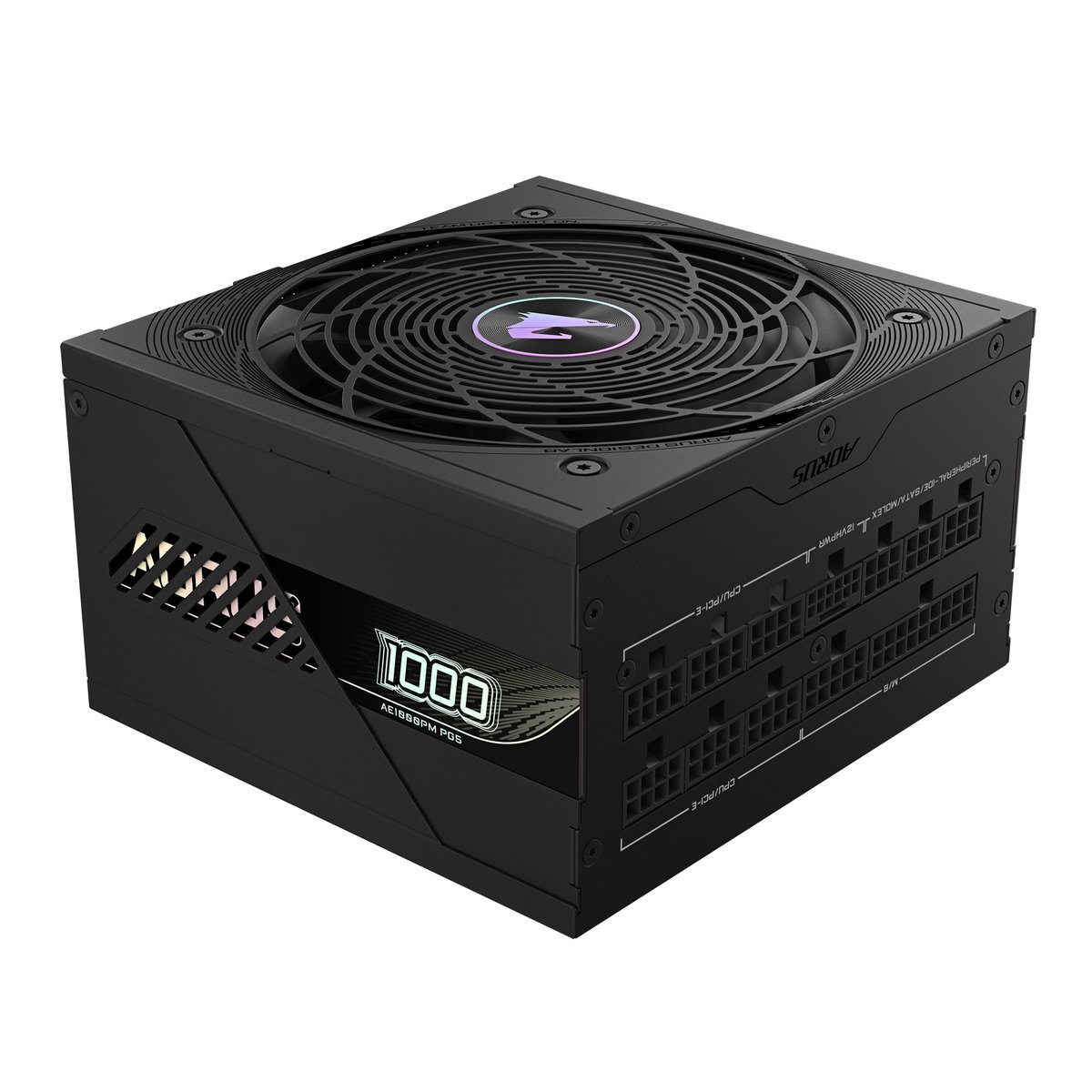 Gigabyte GP-AE1000PM PG5 1000w 80plus Platinum Modular Pci-e Gen 5 - 12x full Modular cable management ( all detachable + flat cable system ) , Intel ATX 12V v3.1 - 24pin ( 4pin detachable ) , 2x EPS12V , 1x 16pin PCI-E Gen5.1 Power , 6x 8pin (2+6) PCI-E power , 8x SATA + 4x 4pin molex, flat all black cable design , 120mm FDB fan ( Fluid Dynamic Bearing ) - with OCP / OVP / UVP / OPP / SCP / OTP protections , with 100% Japanese Capacitors , 5 years warranty - no power cord