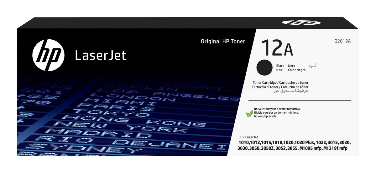 HP q2612a no.12a - black toner , 2000pages - for HP laserjet 1010, 1012, 1015, 1018 , 1020, 1022, 1050 / laserjet a-i-o M1005, 1319, 3015, 3020, 3030, 3050, 3052, 3055 , M521