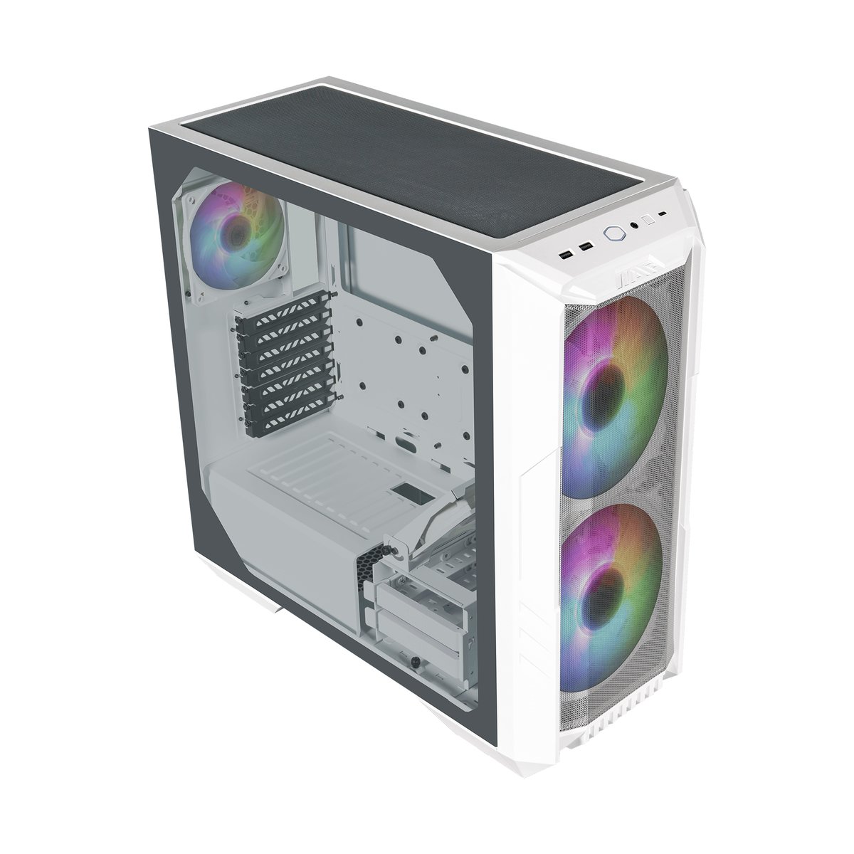 Cooler Master HAF 500 ATX Mid-Tower Gaming Chassis With Tempered Glass Side Panel And Dual 200mm ARGB Front Fans - White Colour
