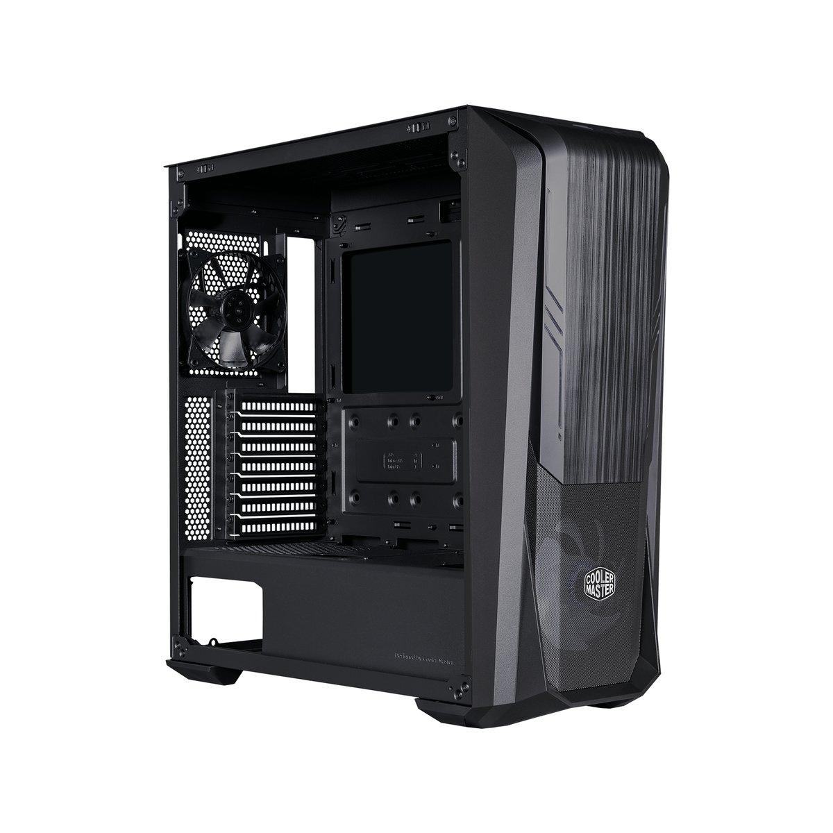 Cooler Master MasterBox MB500 ATX Tower Case With Mesh Geode Front Panel, 2X USB-A V3.2 Gen1, 1X Pre-Installed SF120MM ARGB Fan And Tempered Glass Side Panel - Black Colour