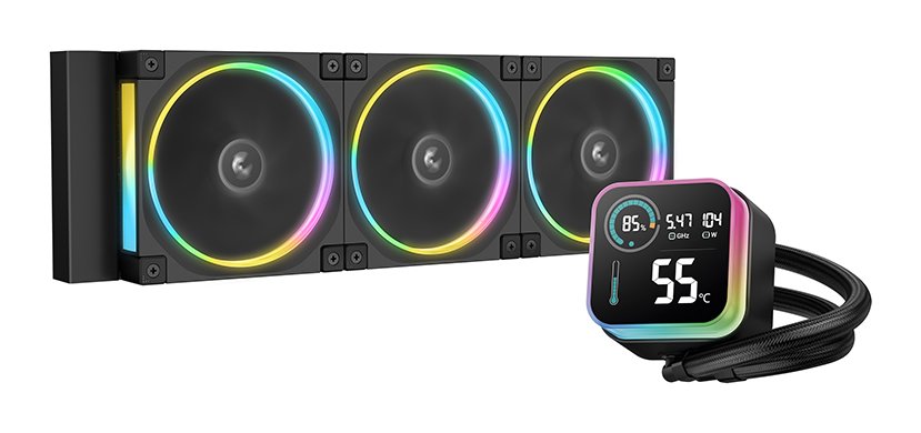 DeepCool LQ360 Ultra A-RGB All-In-One CPU Liquid Cooler with Real-Time System Status Digital Display, Built-On Optimized 5 PRO Gen Pump and Triple FL12 120mm FDB A-RGB Fans, Max TDP 300W - Black Colour