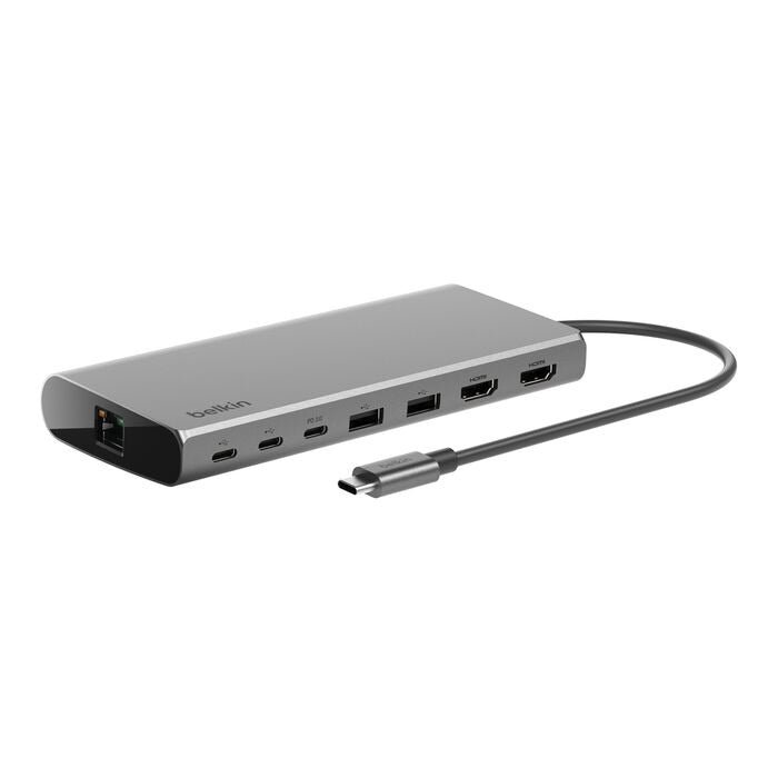 Belkin - Universal 8 in 1 - Dual HDMI Display Mobile Docking Station - Silver