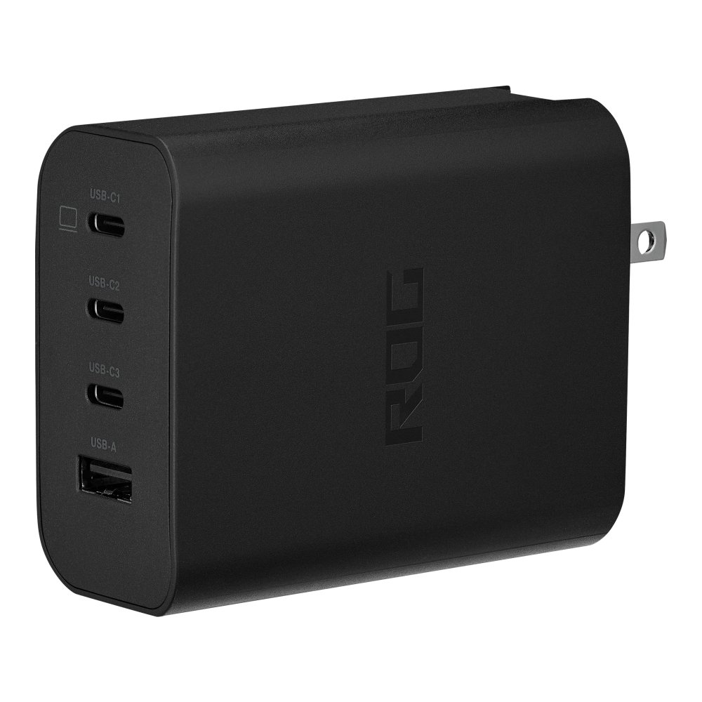 ASUS Consumer ASUS ROG 140W USB-C GaN Charger|90XB09IN-BPW000 | 4-Port | Fast Charging | Compact|Up to 140 watts of total output|3 xUSB-C and