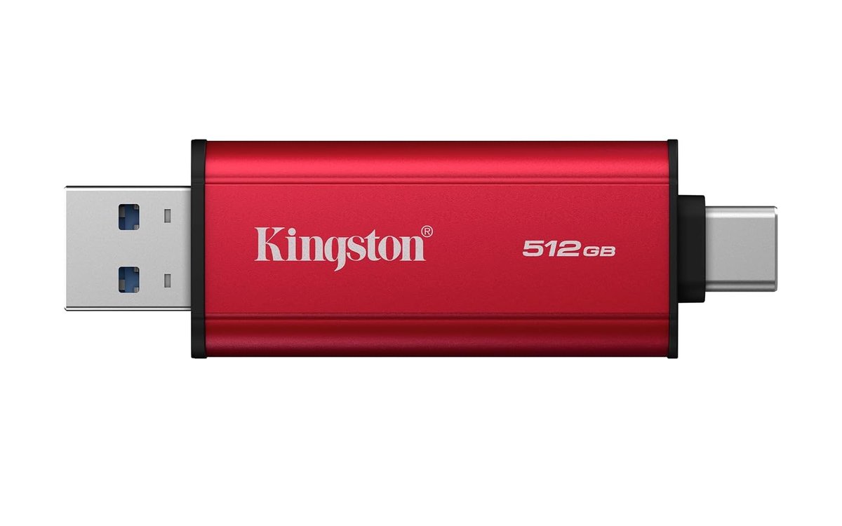 Kingston SPSD/512GB 512Gb Dual Portable Solid-State Drive , external TLC SSD , USB3 Gen2 ( 10Gbps ) , 3D TLC , read/write upto 1050/950MB/s , with transmission status LED , 72x21x9mm flash drive mini size - type-C + type-A Dual interface , 5 years warranty