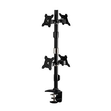 Aavara TC024 ( TC022 + TCB24 ) flip mount for 4x lcd ( 2x vertical + double sided with extended pole ) - clamp base - 20 tilt & swivel angle adjustable , 90 rotation pivot for landscape or portrait , height adjustable , with ExperTorque technology , smart cable management , aluminum alloy/Steel , VESA mounting : 100x100 / 75x75mm , support up to 4 x 24"/24Kg
